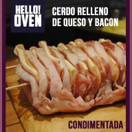 Cerdo condimentado relleno de queso y panceta